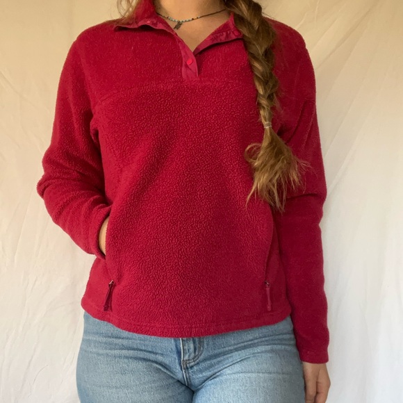 Cozy Red vintage LL Bean half zip jacket sweater - Picture 4 of 4